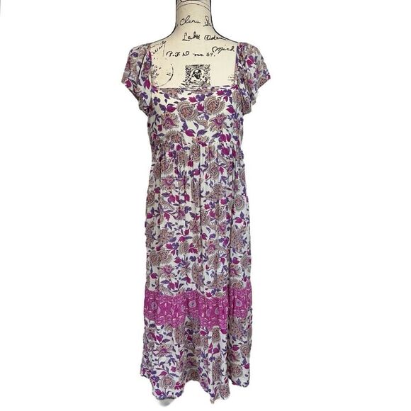 Ba&sh YSEE Purple Floral Print Woven Lightweight Summer Midi Dress, 1/4 - Picture 2 of 15